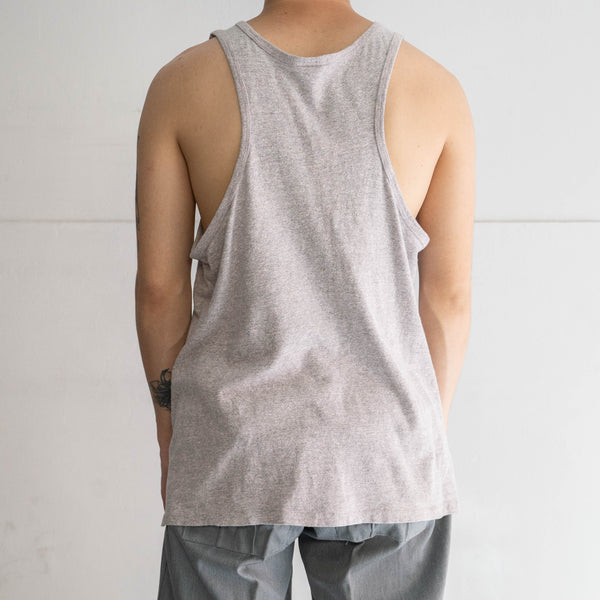 1980s 'champion' marbled gray color cotton × rayon tank top