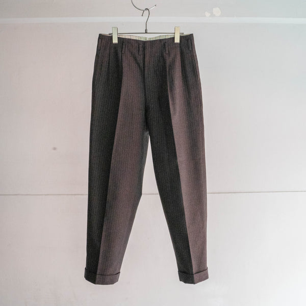 1960-70s Japan vintage brown based stripe wool slacks -great fabric-