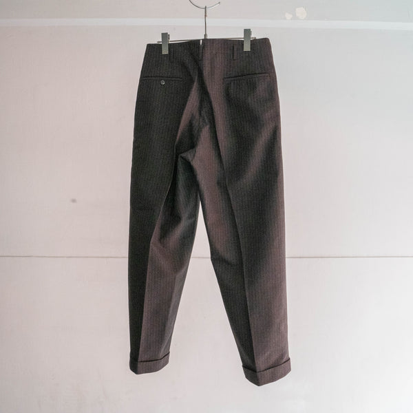 1960-70s Japan vintage brown based stripe wool slacks -great fabric-