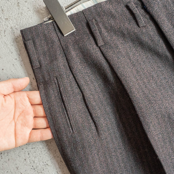 1960-70s Japan vintage brown based stripe wool slacks -great fabric-