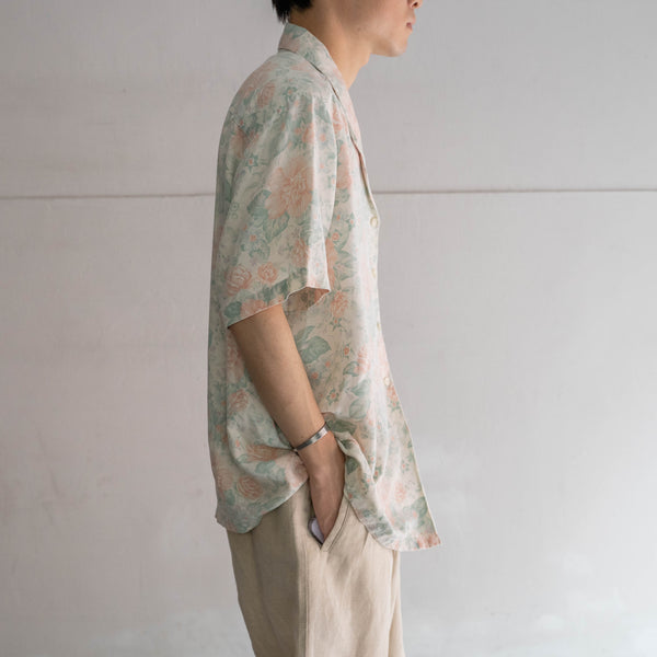1980-90s flower pattern s/s shirt -good fade-