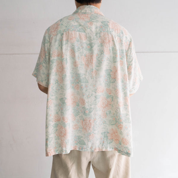 1980-90s flower pattern s/s shirt -good fade-
