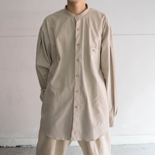 1990s ivory cotton 100 stand collar l/s shirt