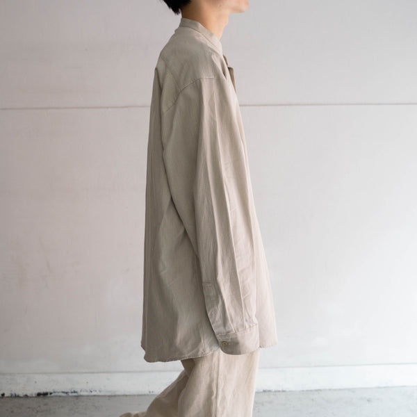 1990s ivory cotton 100 stand collar l/s shirt