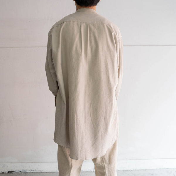 1990s ivory cotton 100 stand collar l/s shirt