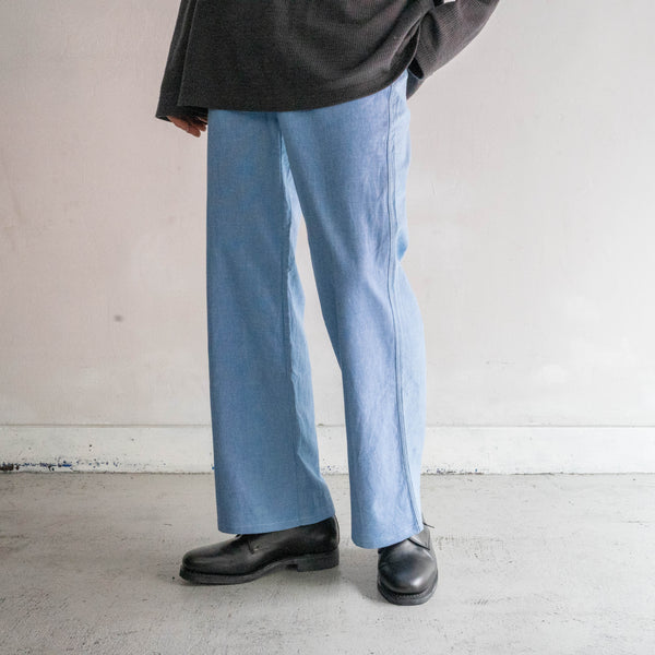 1970s Italy blue chambray flare work pants 'dead stock'