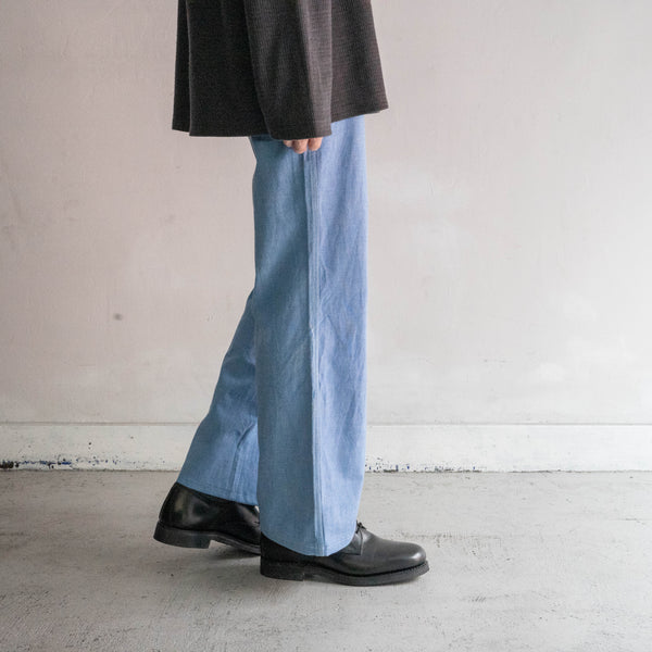 1970s Italy blue chambray flare work pants 'dead stock'