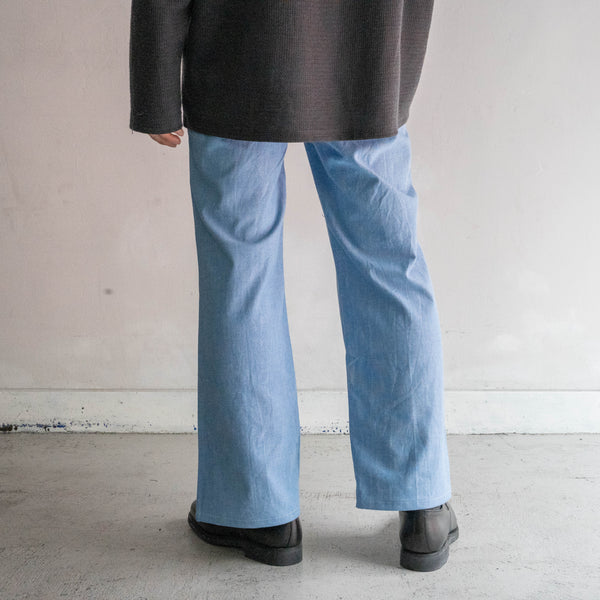 1970s Italy blue chambray flare work pants 'dead stock'