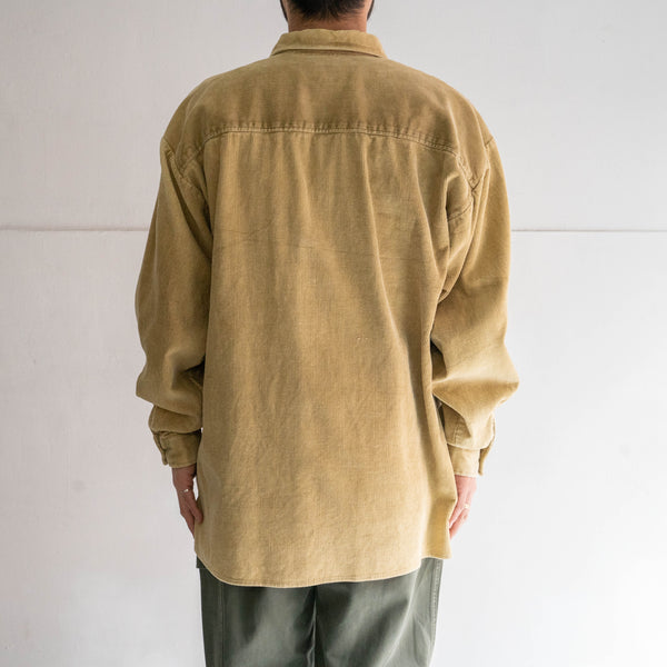 around 1980s HANG TEN beige color  half zip corduroy shirt