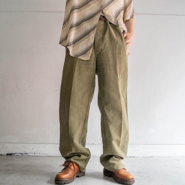 1960-70s Germany olive elephant skin work pants -rare color-