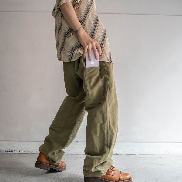1960-70s Germany olive elephant skin work pants -rare color-