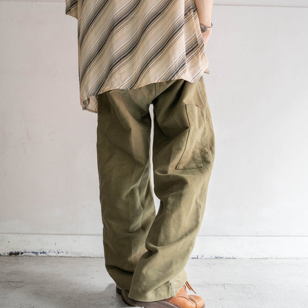 1960-70s Germany olive elephant skin work pants -rare color-