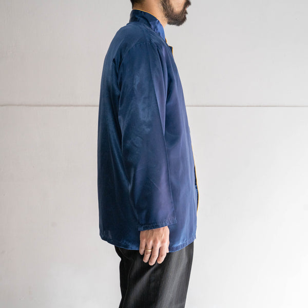 around 1990s Europe blue × yellow stand collar pajama shirt