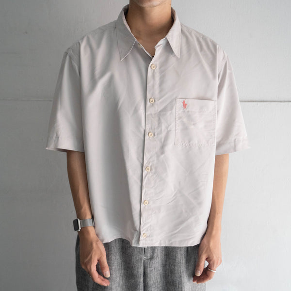 2000s Ralph Lauren light gray nylon short sleeve shirt 'boot'