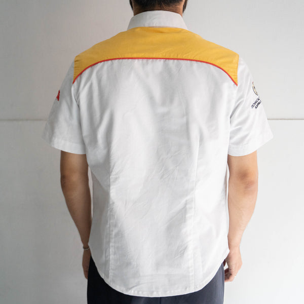 around 1990s shell work short sleeve shirt 'with patch' -remake-