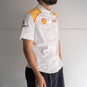 around 1990s shell work short sleeve shirt 'with patch' -remake-