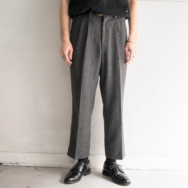 1980s japan vintage gray wool 2tuck slacks