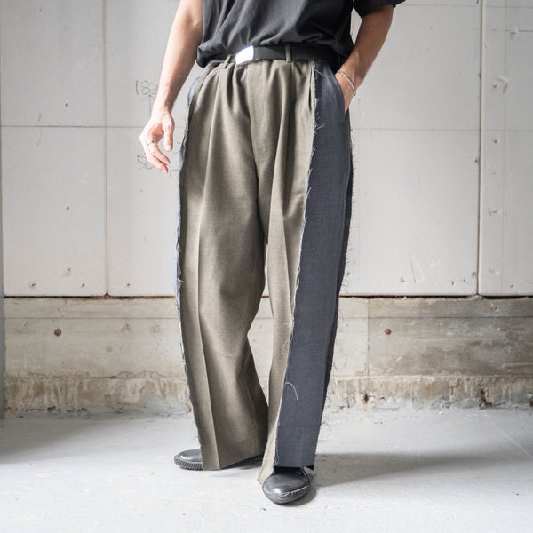 Japan vintage wool slacks docking wide pants -with side adjuster-