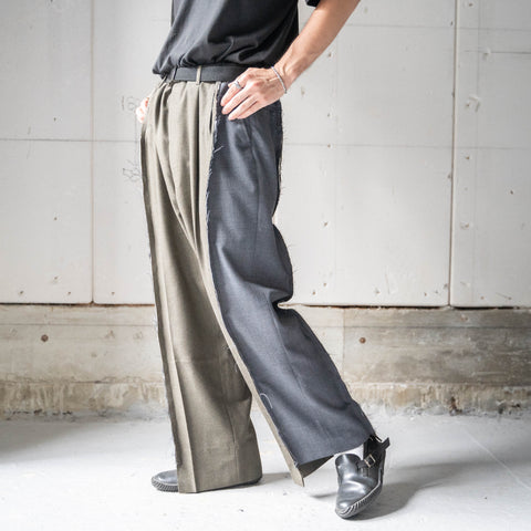 Japan vintage wool slacks docking wide pants -with side adjuster-