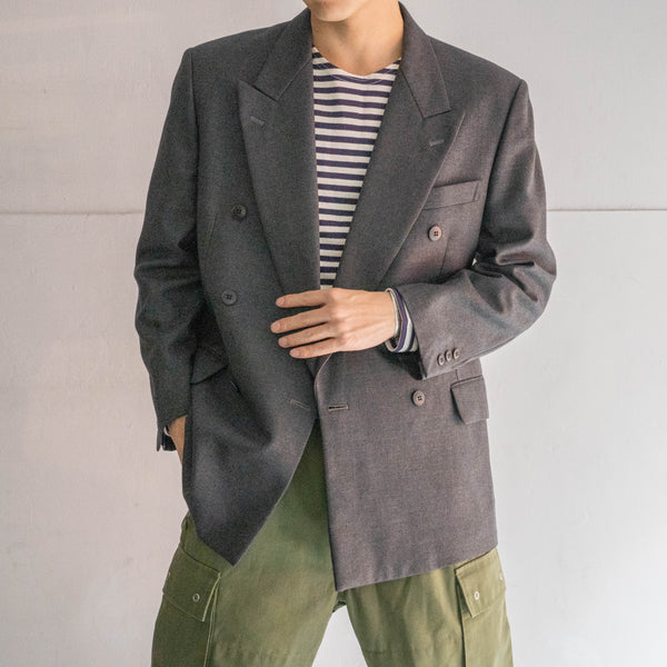 1990-00s Japan vintage gray double breasted tailored jacket