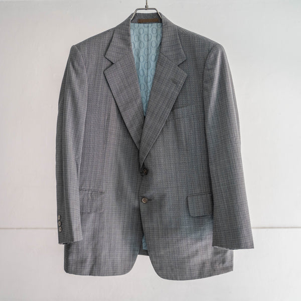 around 1980s Japan vintage gray based checked summer wool tailored jacket