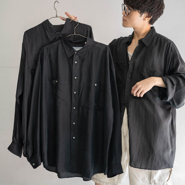 1990s black silk 100 l/s shirt -3