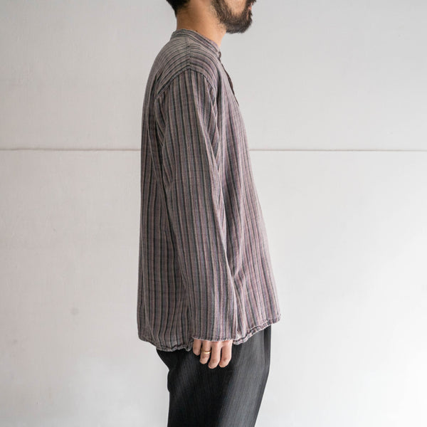 around 1990s purple based stripe no collar pullover shirt