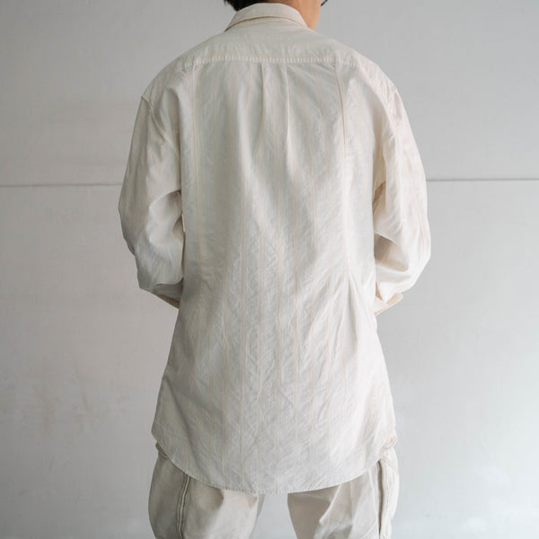 1990s ivory based embroidery l/s dress shirt