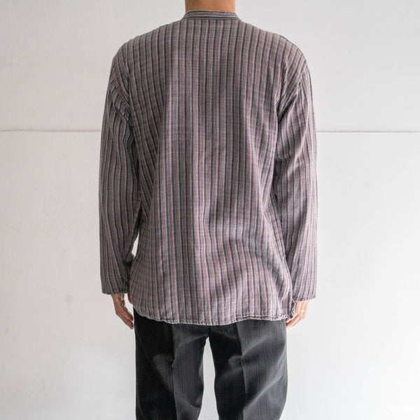 around 1990s purple based stripe no collar pullover shirt