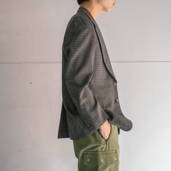 1990s Japan vintage gray based check tailored jacket