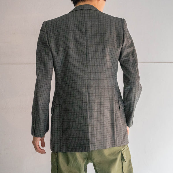 1990s Japan vintage gray based check tailored jacket