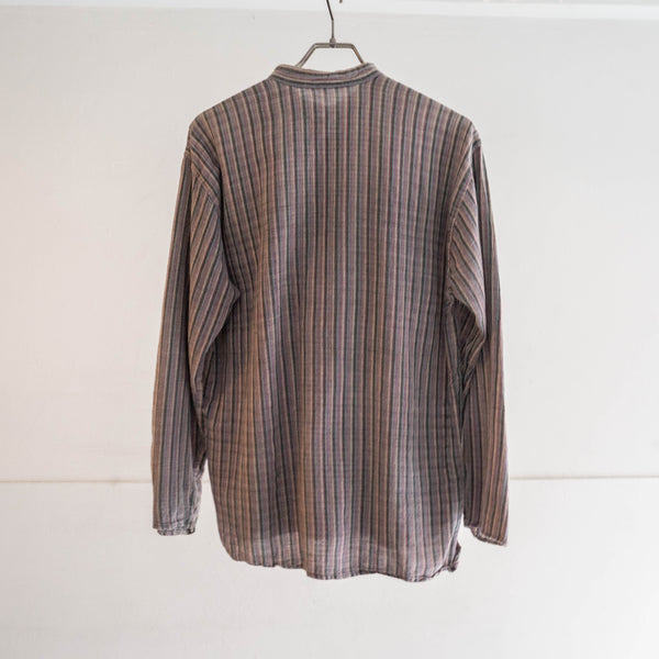 around 1990s purple based stripe no collar pullover shirt