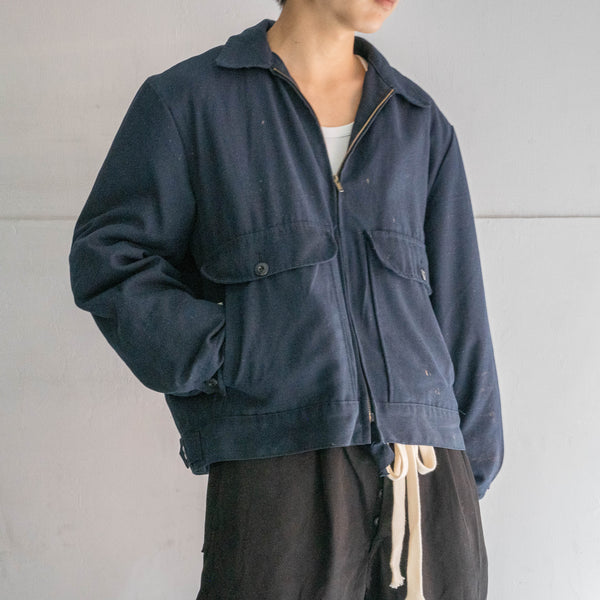 1980-90s USA navy short length work jacket with liner -paint-