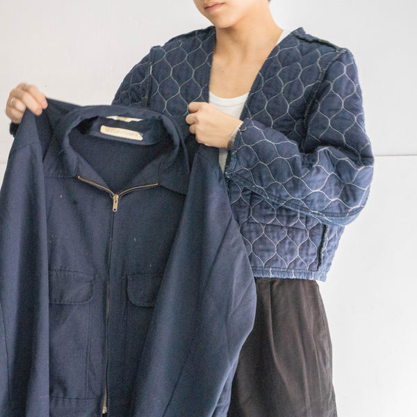1980-90s USA navy short length work jacket with liner -paint-