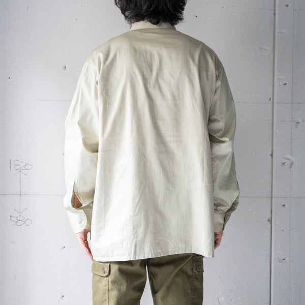 1980s beige color switching design shirt