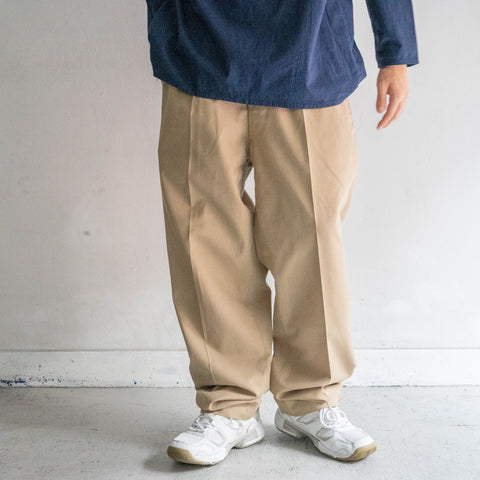 around 1980s French military light brown 2 tuck pants