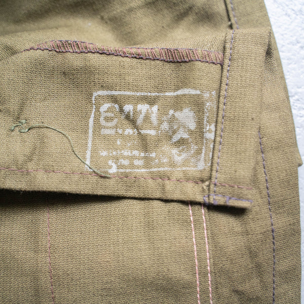 around 1980s Soviet military dark khaki color work jacket -brown stitch & elbow patch- 'dead stock'