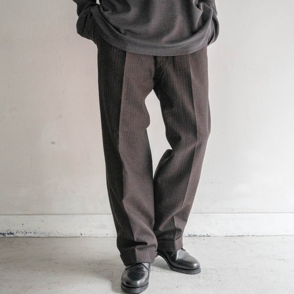 1960-70s Japan vintage brown based stripe wool slacks -great fabric-