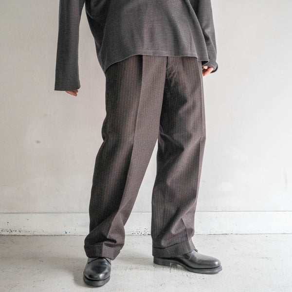 1960-70s Japan vintage brown based stripe wool slacks -great fabric-
