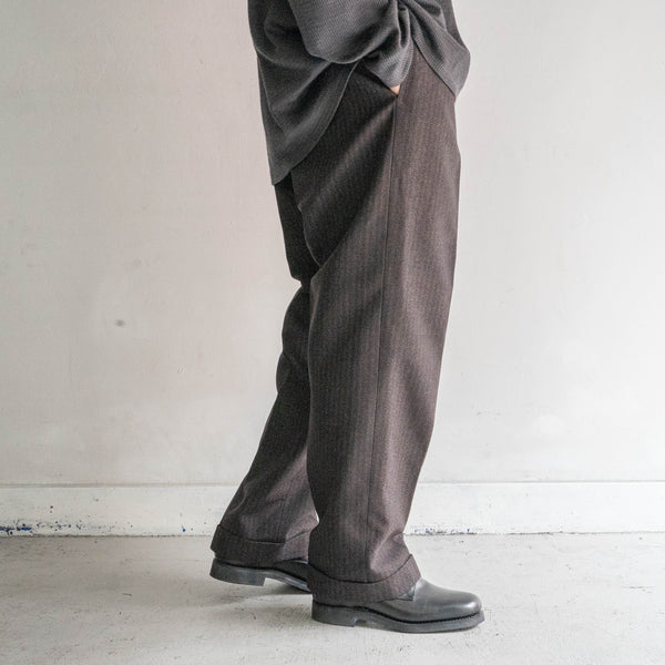 1960-70s Japan vintage brown based stripe wool slacks -great fabric-