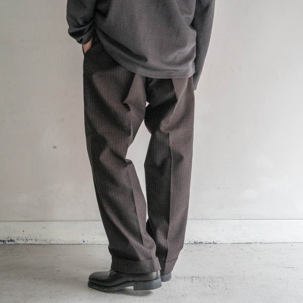 1960-70s Japan vintage brown based stripe wool slacks -great fabric-
