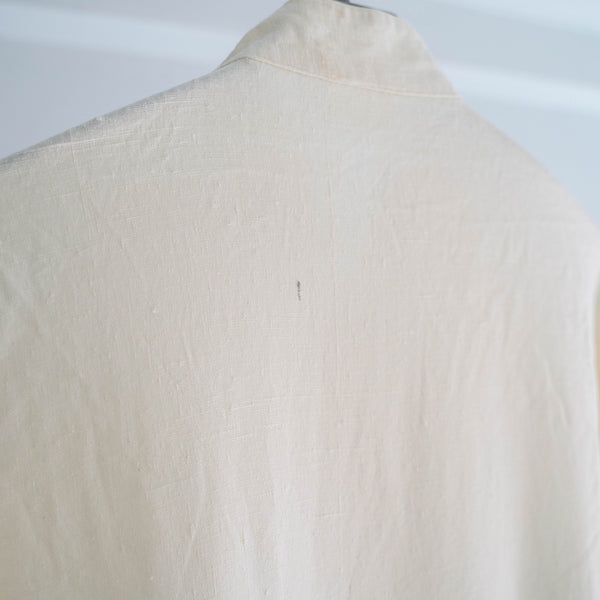 1990s ivory silk 100 stand collar l/s shirt