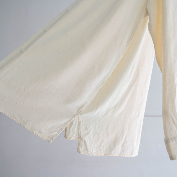1990s ivory silk 100 stand collar l/s shirt