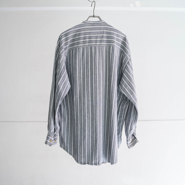 1990s Levis gray based stripe stand collar l/s shirt