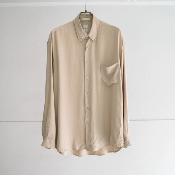 1990s light beige washable silk 100 l/s shirt