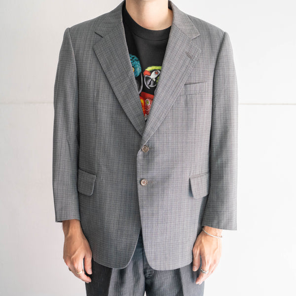 around 1980s Japan vintage gray based checked summer wool tailored jacket