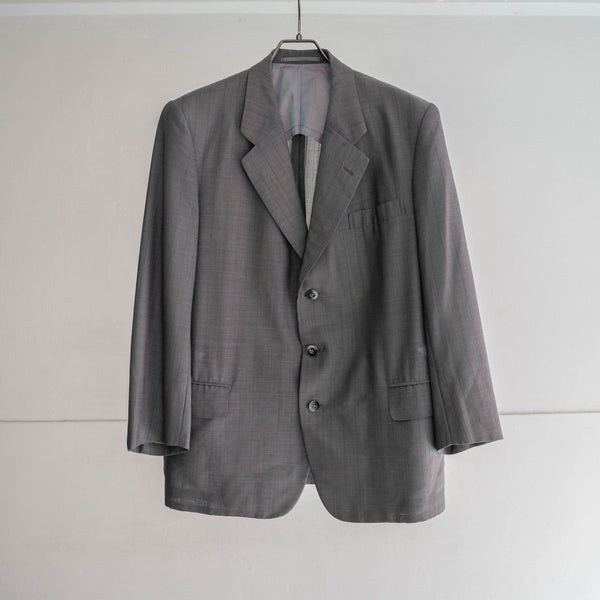 1990s Japan vintage gray stripe tailored jacket -light weight-