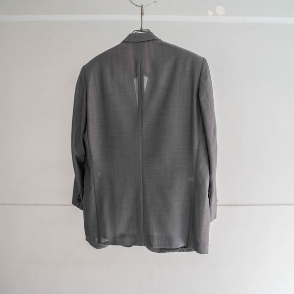 1990s Japan vintage gray stripe tailored jacket -light weight-