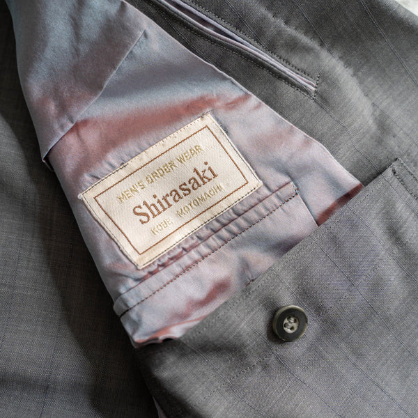 1990s Japan vintage gray stripe tailored jacket -light weight-