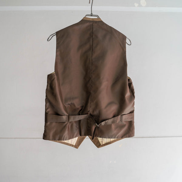 1970-80s Japan vintage light brown vest with cinch back